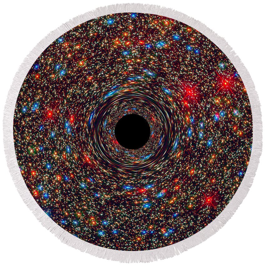 Science Round Beach Towel featuring the photograph Supermassive Black Hole #3 by Science Source