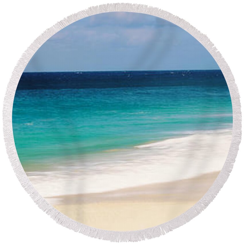 Photography Round Beach Towel featuring the photograph Surf On The Beach, Oahu, Hawaii, Usa #1 by Panoramic Images