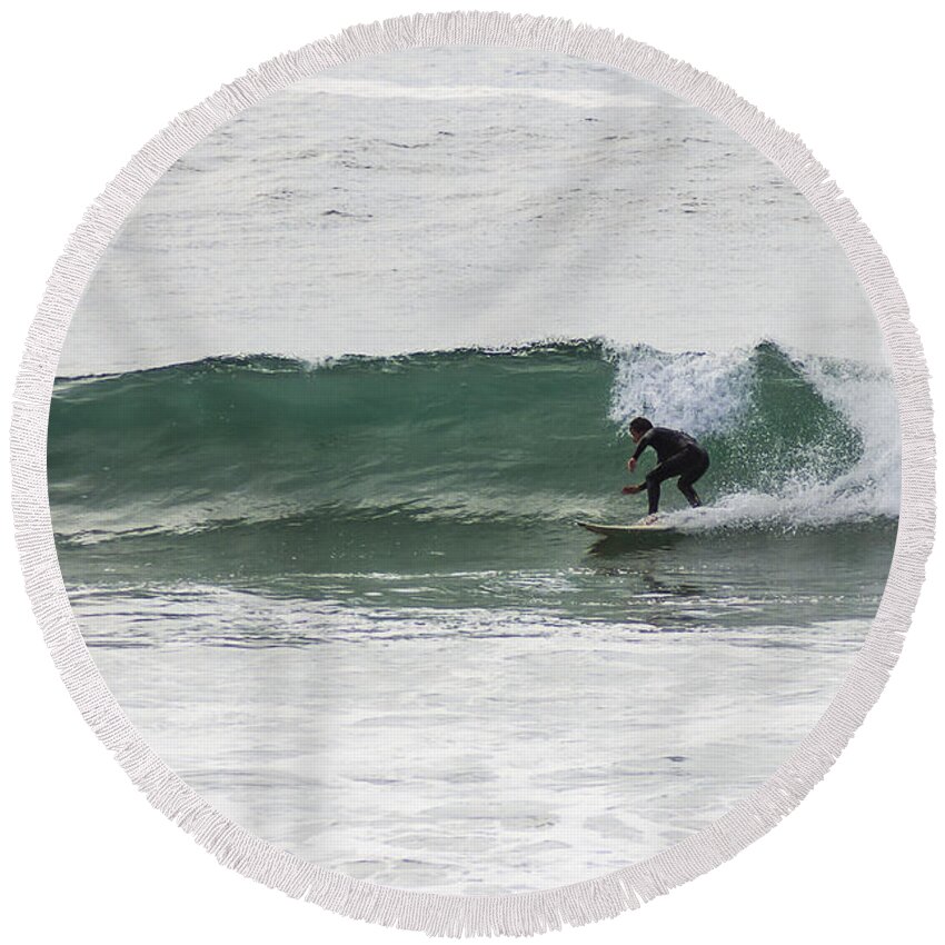 Tropical Round Beach Towel featuring the photograph Surf #1 by Paulo Goncalves