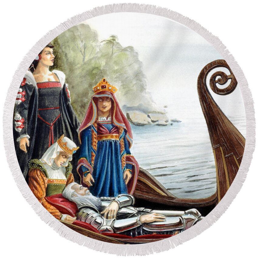 Avalon Round Beach Towel featuring the painting The Isle of Avalon by Melissa A Benson