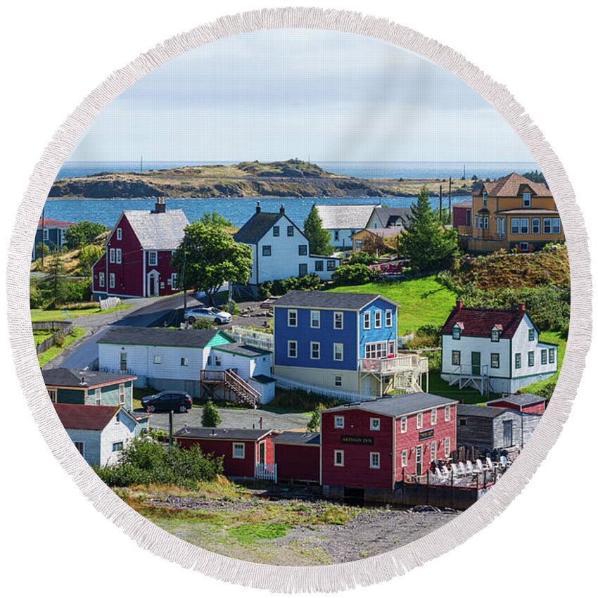 Photography Round Beach Towel featuring the photograph Town Of Trinity, Newfoundland #1 by Panoramic Images