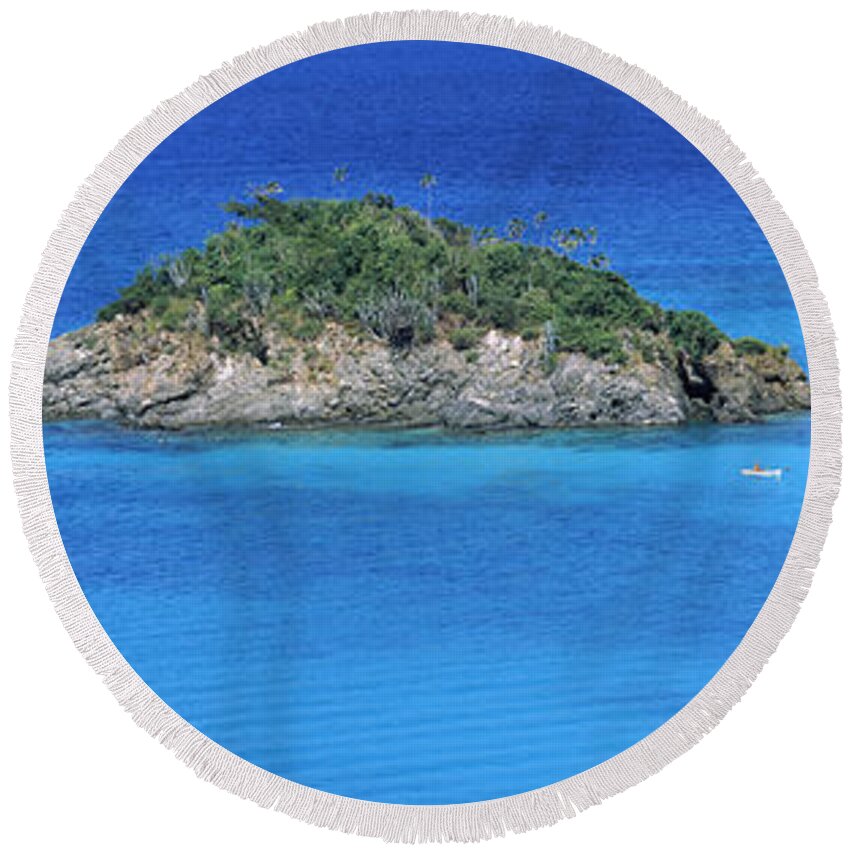 Photography Round Beach Towel featuring the photograph Trunk Bay Virgin Islands National Park #1 by Panoramic Images