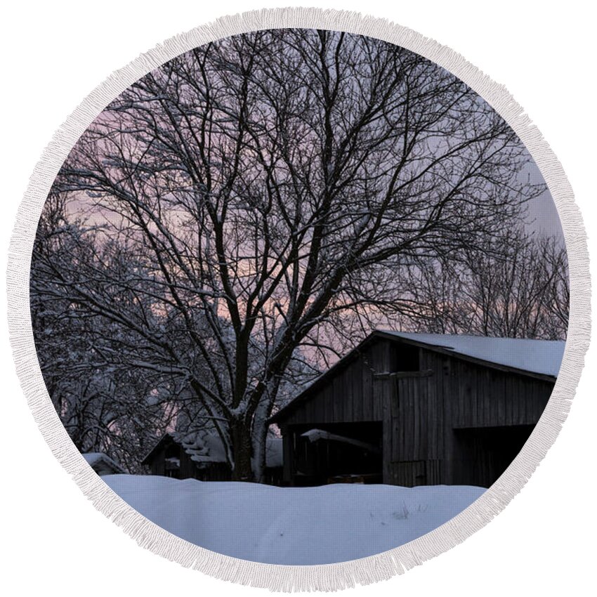 Snow Round Beach Towel featuring the photograph Winter Snow #2 by Holden The Moment