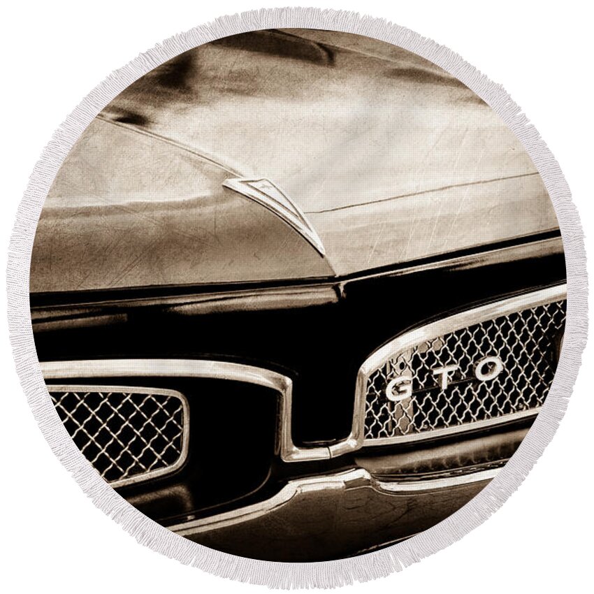1967 Pontiac Gto Grille Emblem Round Beach Towel featuring the photograph 1967 Pontiac GTO Grille Emblem #10 by Jill Reger