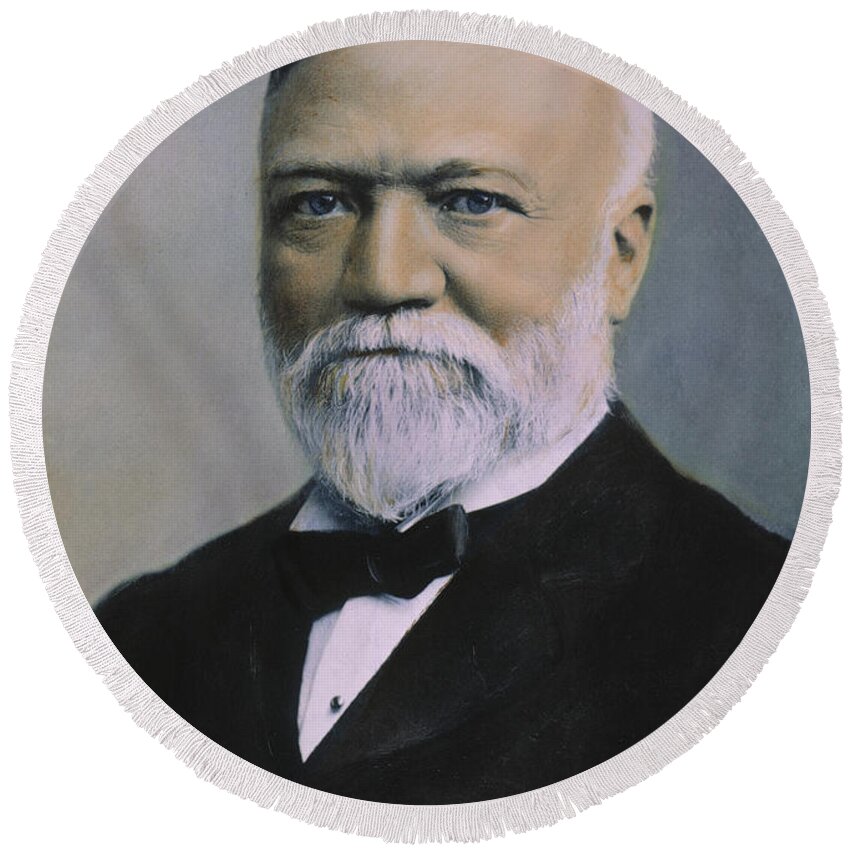 1896 Round Beach Towel featuring the photograph Andrew Carnegie (1835-1919) #10 by Granger
