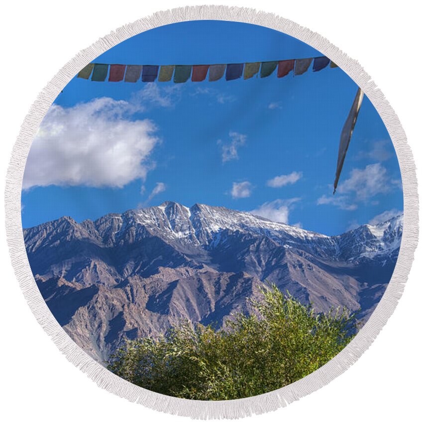 Ice Peak Round Beach Towel featuring the photograph Landscape of Ladakh Jammu and Kashmir India #10 by Rudra Narayan Mitra