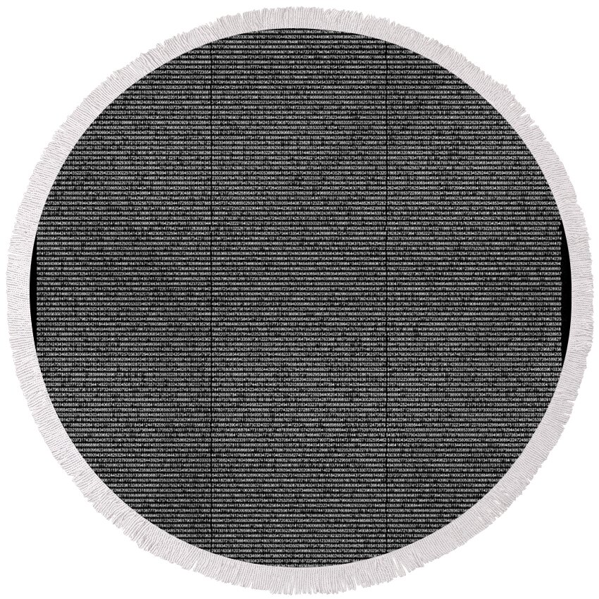  Mathematical Symbol Round Beach Towel featuring the digital art 100 000 digits of PI by Stefano Senise