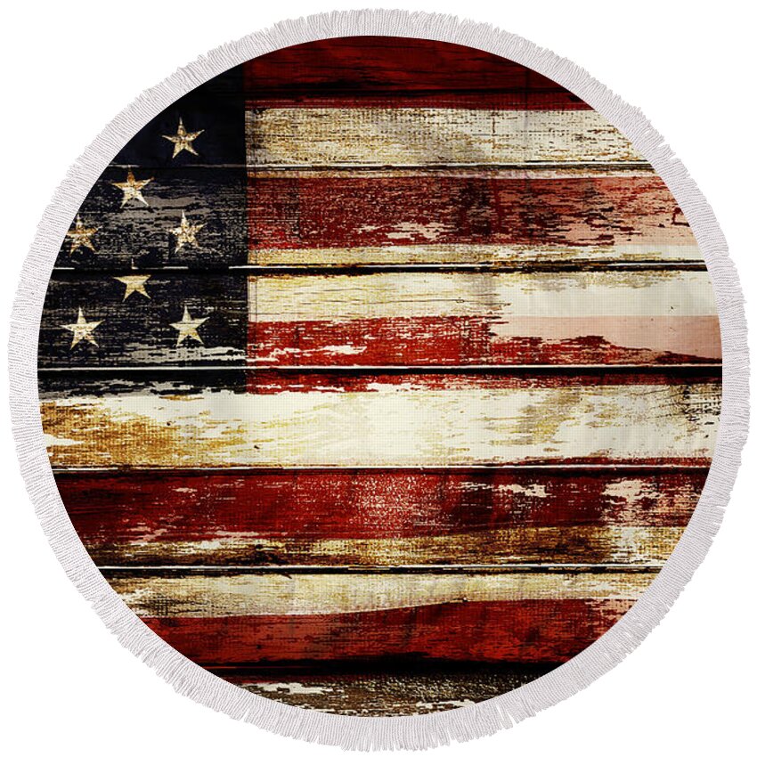 Flag Round Beach Towel featuring the photograph American flag 33 by Les Cunliffe
