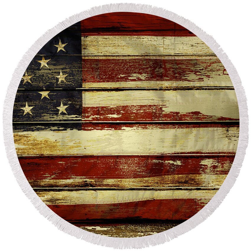 Flag Round Beach Towel featuring the photograph American flag 63 by Les Cunliffe