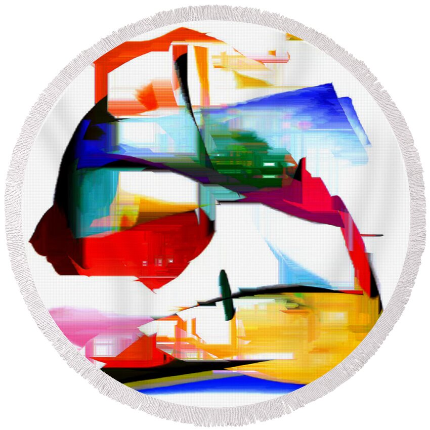 Abstract Round Beach Towel featuring the digital art Abstract Series IV #12 by Rafael Salazar