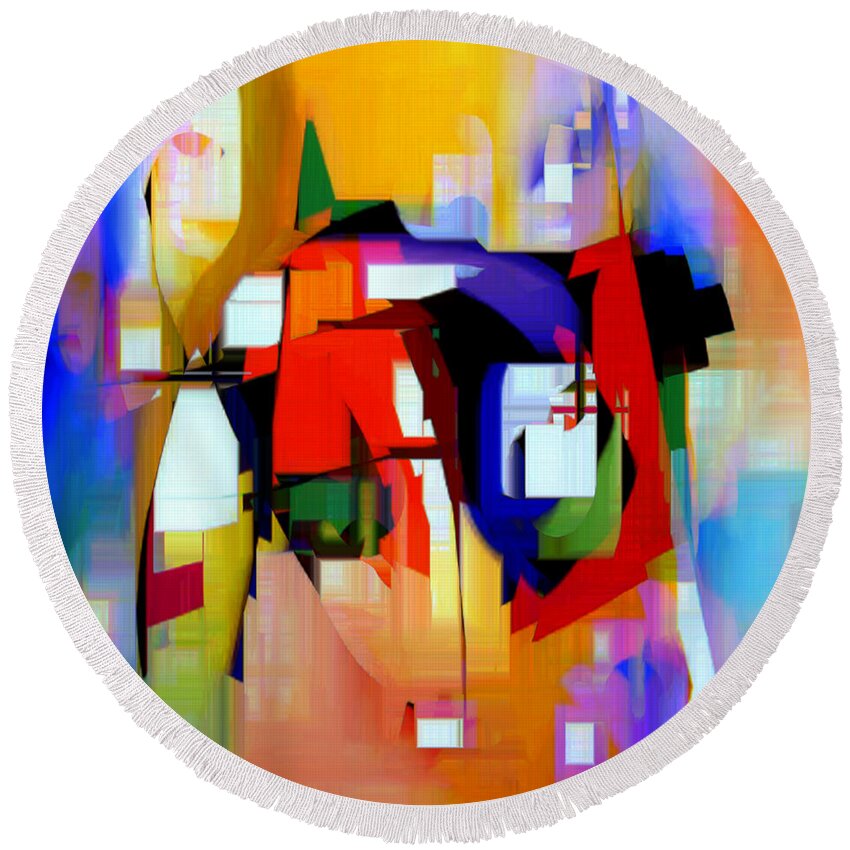 Abstract Round Beach Towel featuring the digital art Abstract Series IV #13 by Rafael Salazar