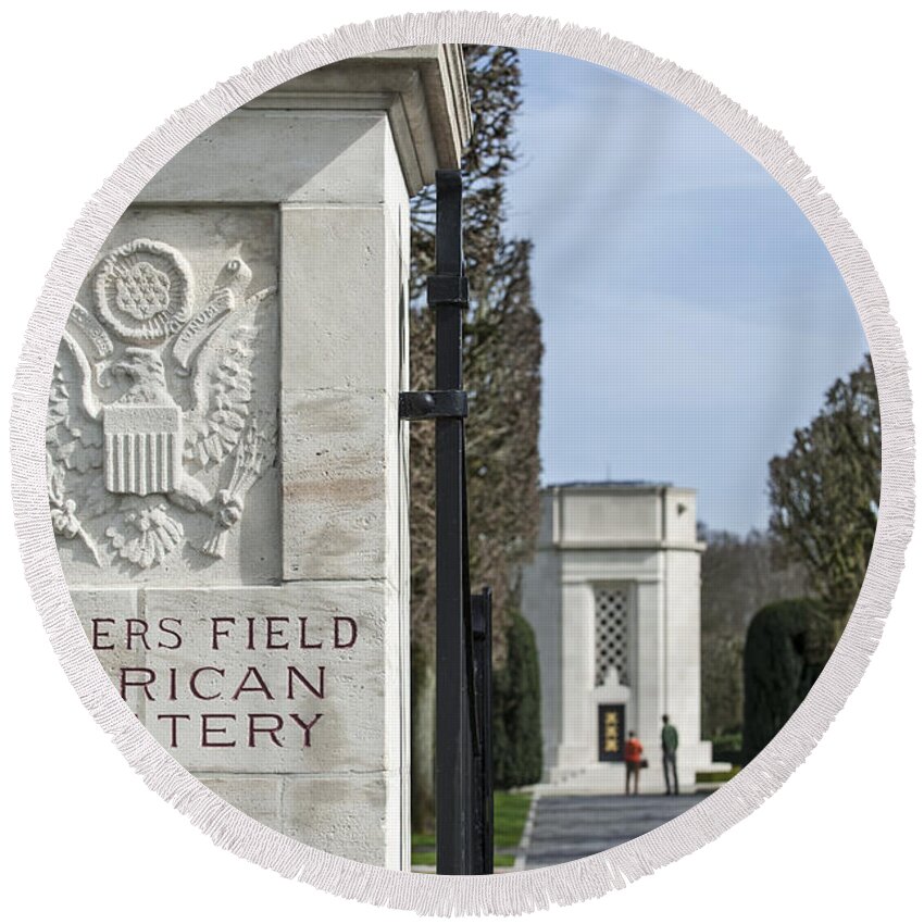 Flanders Field American Cemetery And Memorial Round Beach Towel featuring the photograph 140314p063 by Arterra Picture Library