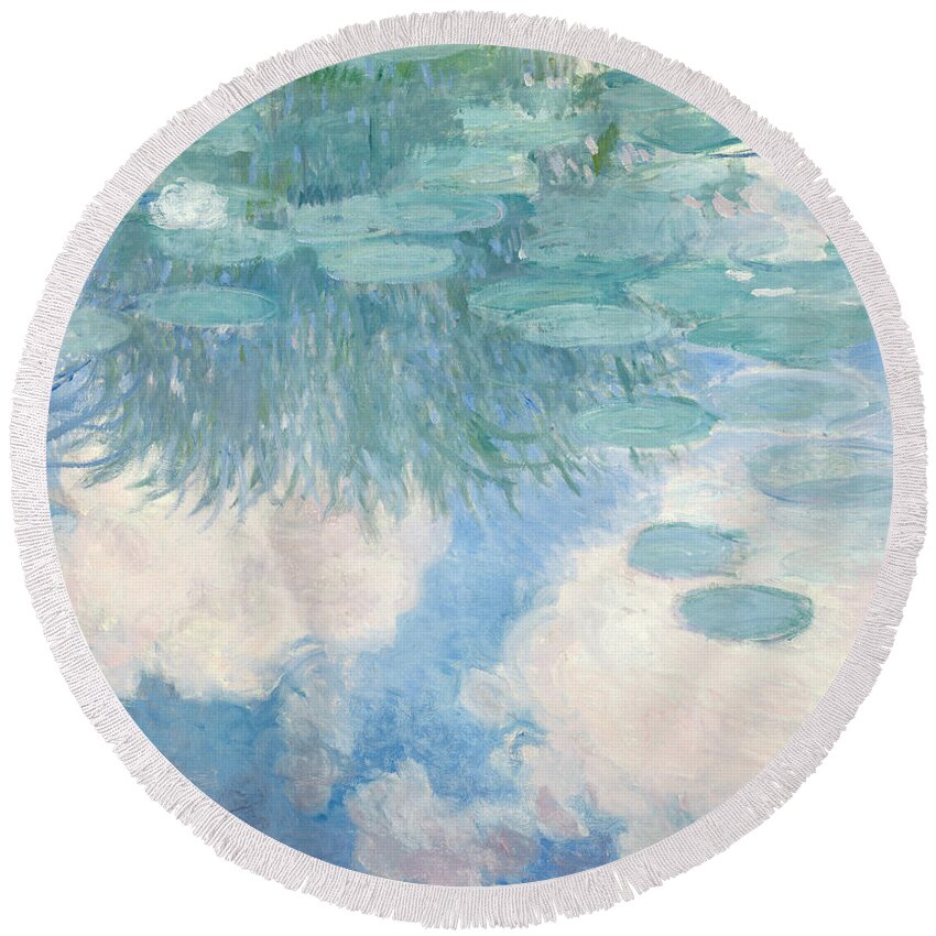 Claude Monet Round Beach Towel featuring the painting Waterlilies by Claude Monet