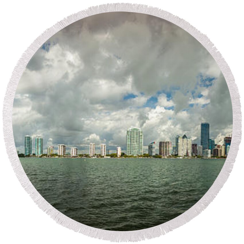 Architecture Round Beach Towel featuring the photograph Miami Skyline #17 by Raul Rodriguez