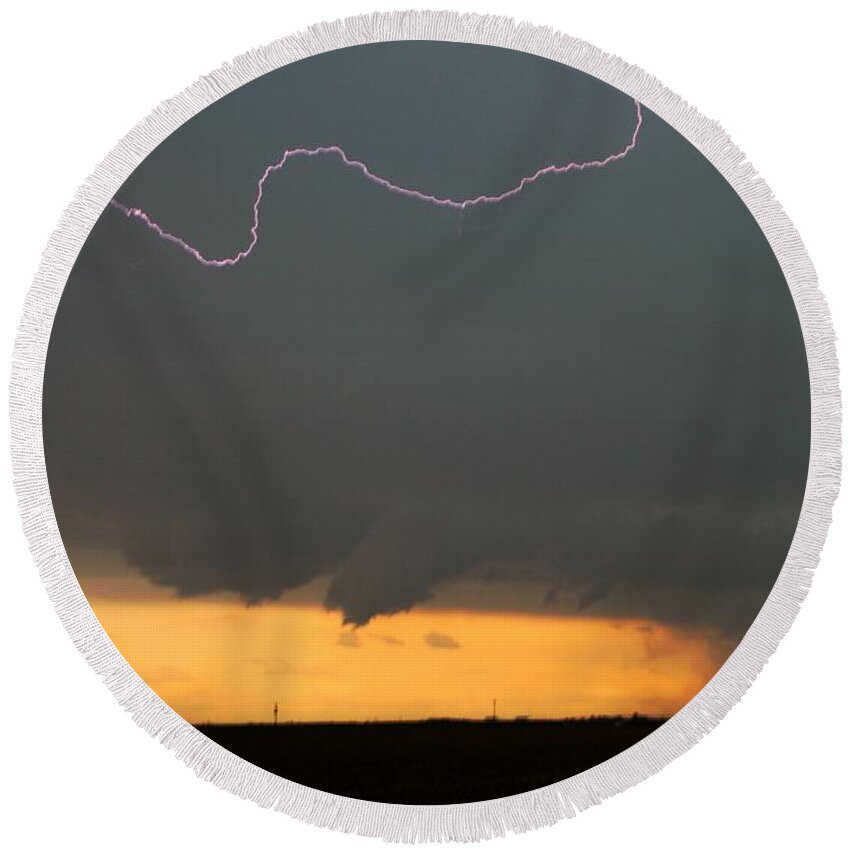 Stormscape Round Beach Towel featuring the photograph Let the Storm Season Begin #17 by NebraskaSC