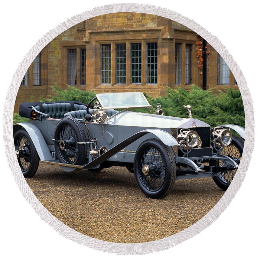 Photography Round Beach Towel featuring the photograph 1911 Rolls Royce 4050 Hp Silver Ghost by Panoramic Images