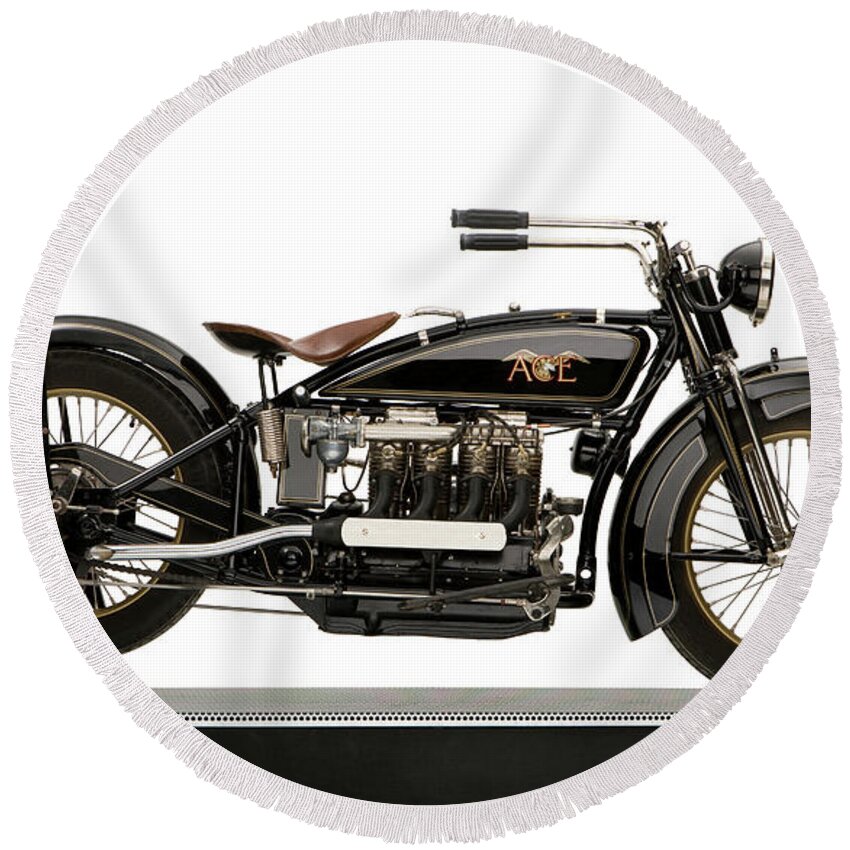 Photography Round Beach Towel featuring the photograph 1923 Ace Four Motorcycle by Panoramic Images