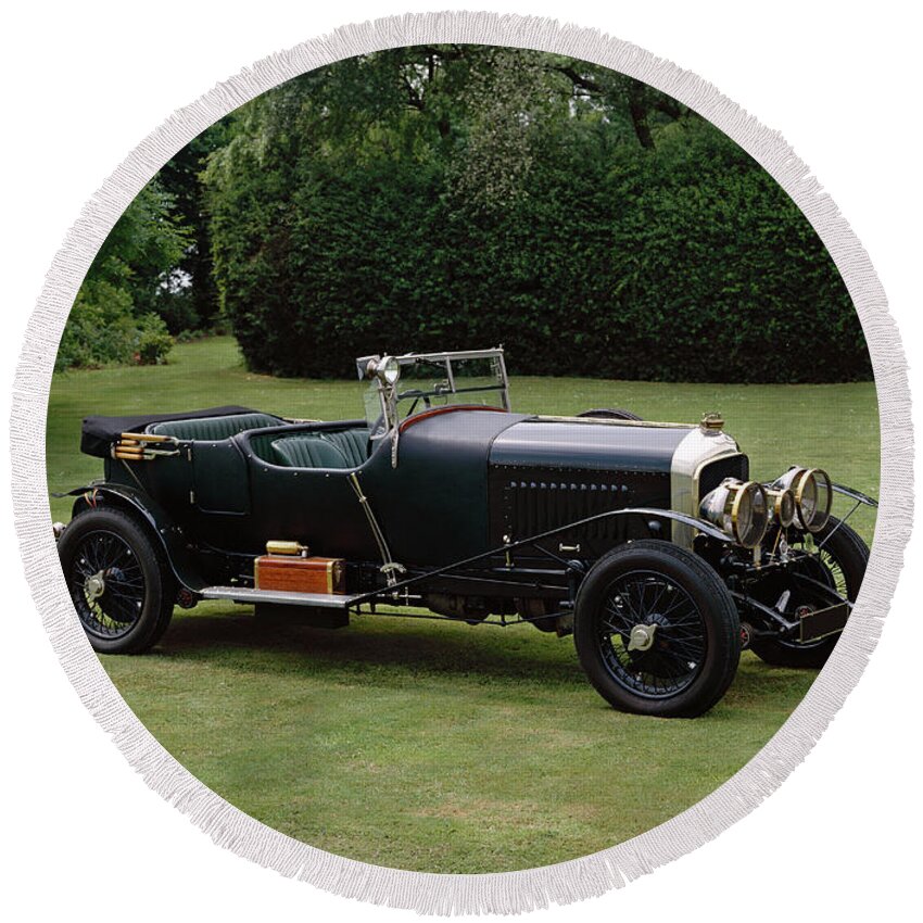 Photography Round Beach Towel featuring the photograph 1929 Bentley 4.5 Litre Mulliner Tourer by Panoramic Images