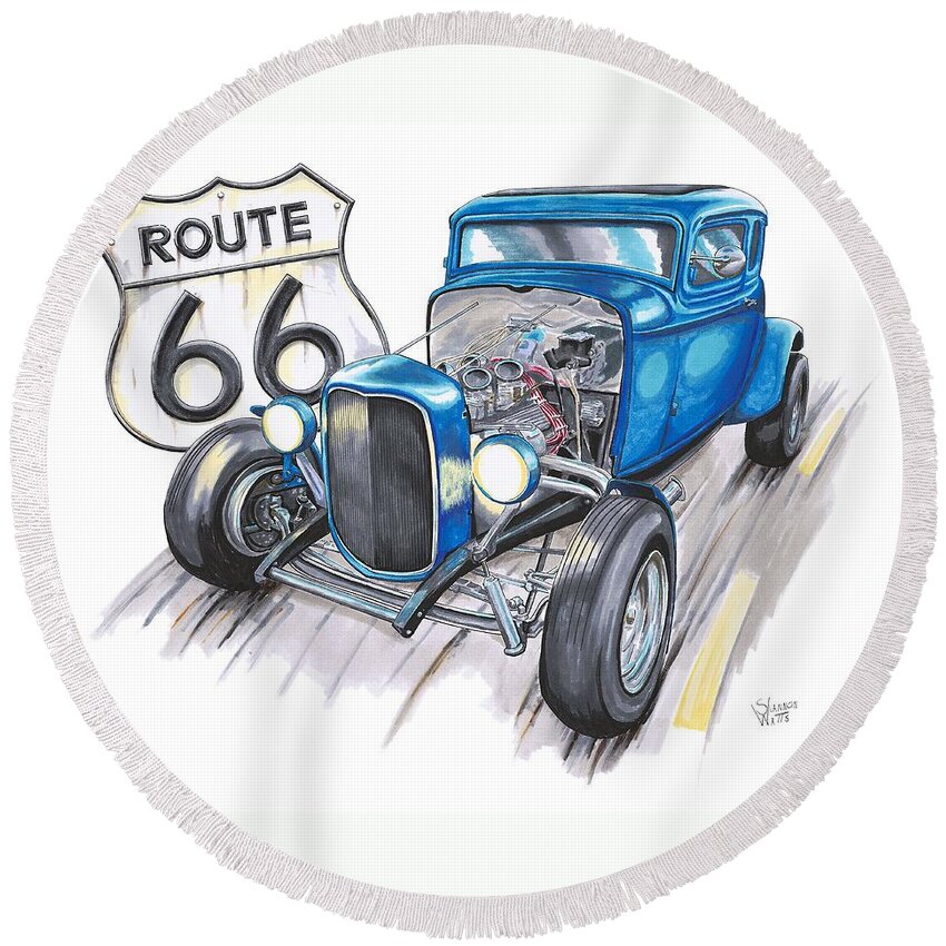 Route 32 Round Beach Towels