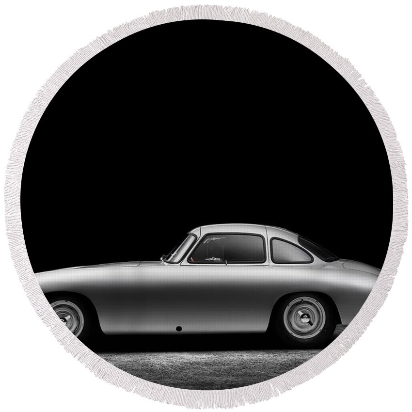 Car Round Beach Towel featuring the photograph 1952 Mercedes 300 SL by Gianfranco Weiss
