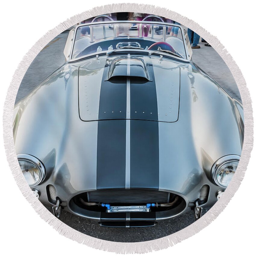1965 Ford Ac Cobra Round Beach Towel featuring the photograph 1965 Ford AC Cobra Replica Painted by Rich Franco
