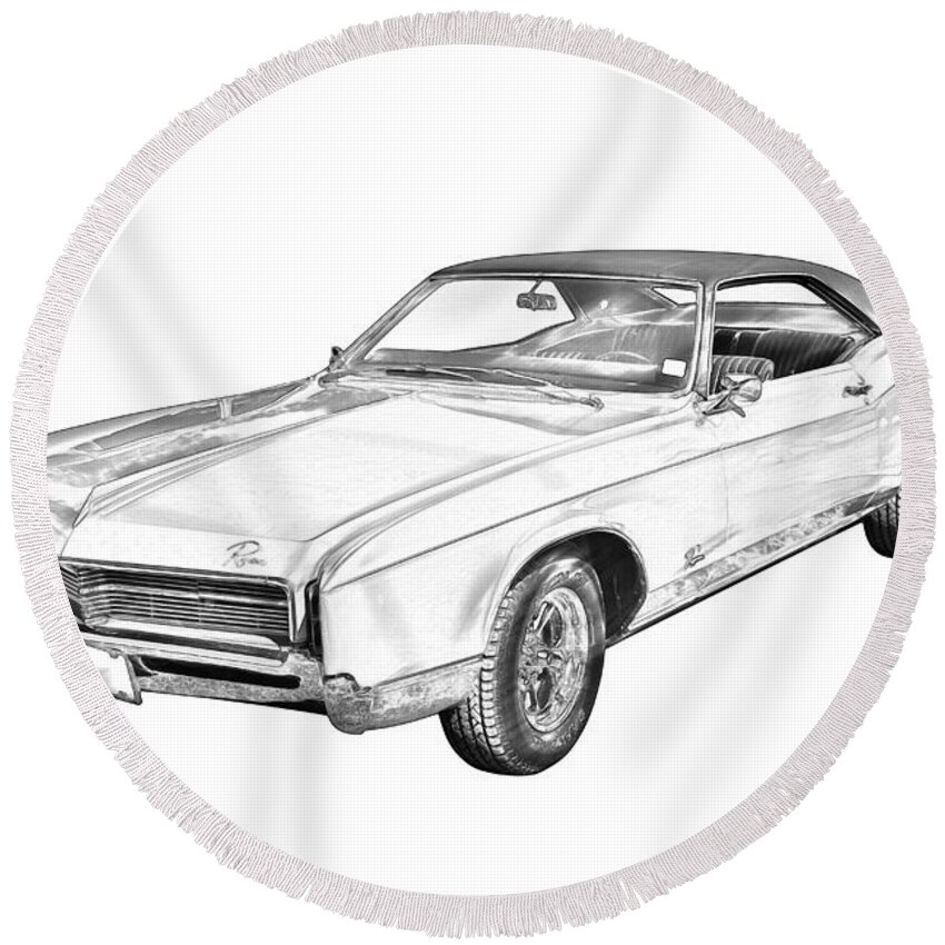 1967 Buick Riviera Round Beach Towel featuring the photograph 1967 Buick Riviera Drawing by Keith Webber Jr