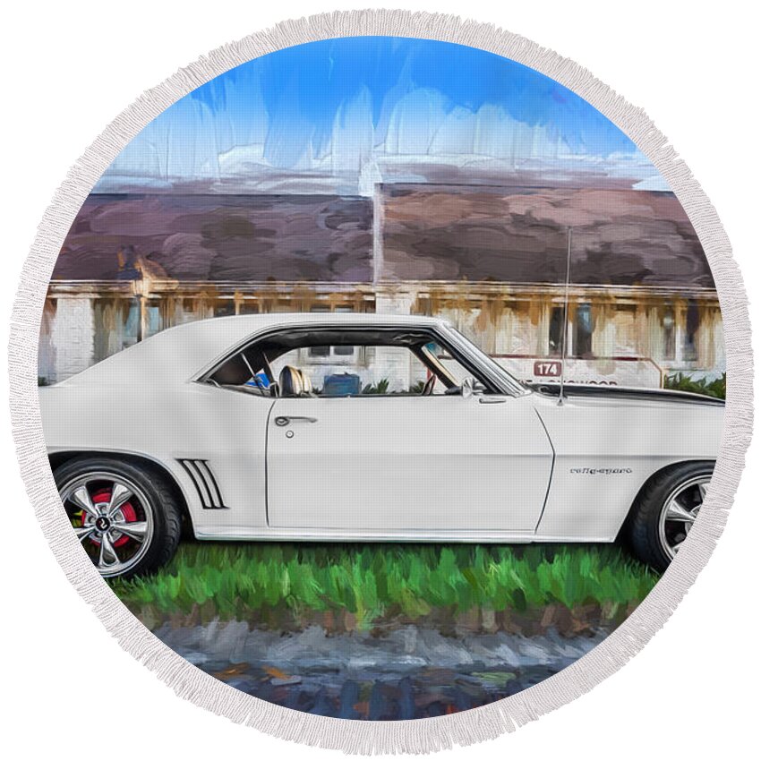 1969 Chevrolet Camaro Round Beach Towel featuring the photograph 1969 Chevy Camaro RS Painted  by Rich Franco