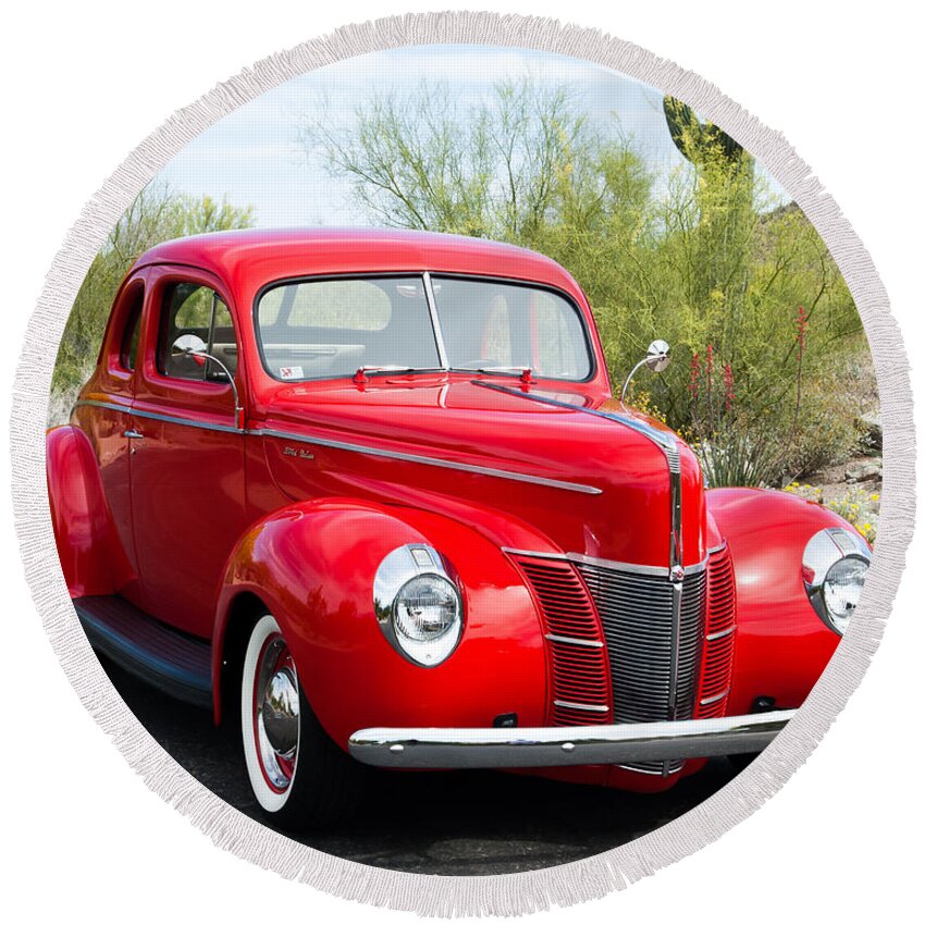 1940 Ford Deluxe Coupe Round Beach Towel featuring the photograph 1940 Ford Deluxe Coupe #2 by Jill Reger