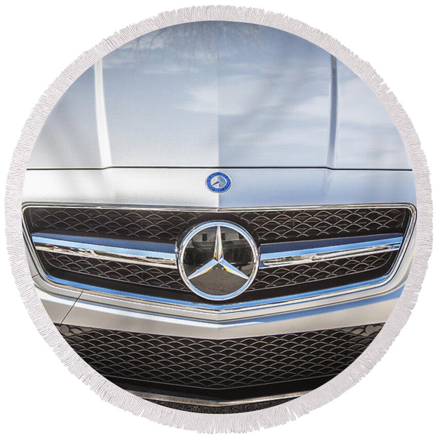 2012 Mercedes Round Beach Towel featuring the photograph 2012 Mercedes CLS 63 AMG Twin Turbo BW by Rich Franco