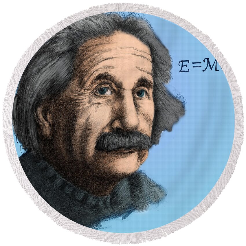 Science Round Beach Towel featuring the photograph Albert Einstein, German-american #2 by Spencer Sutton