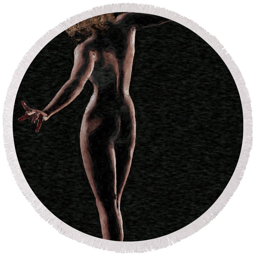 Nude Round Beach Towel featuring the painting Balancing the Frame #2 by Peter J Sucy