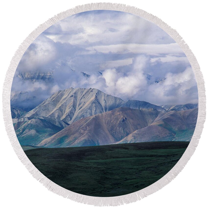 Landscape Round Beach Towel featuring the photograph Denali National Park #2 by Ron Sanford