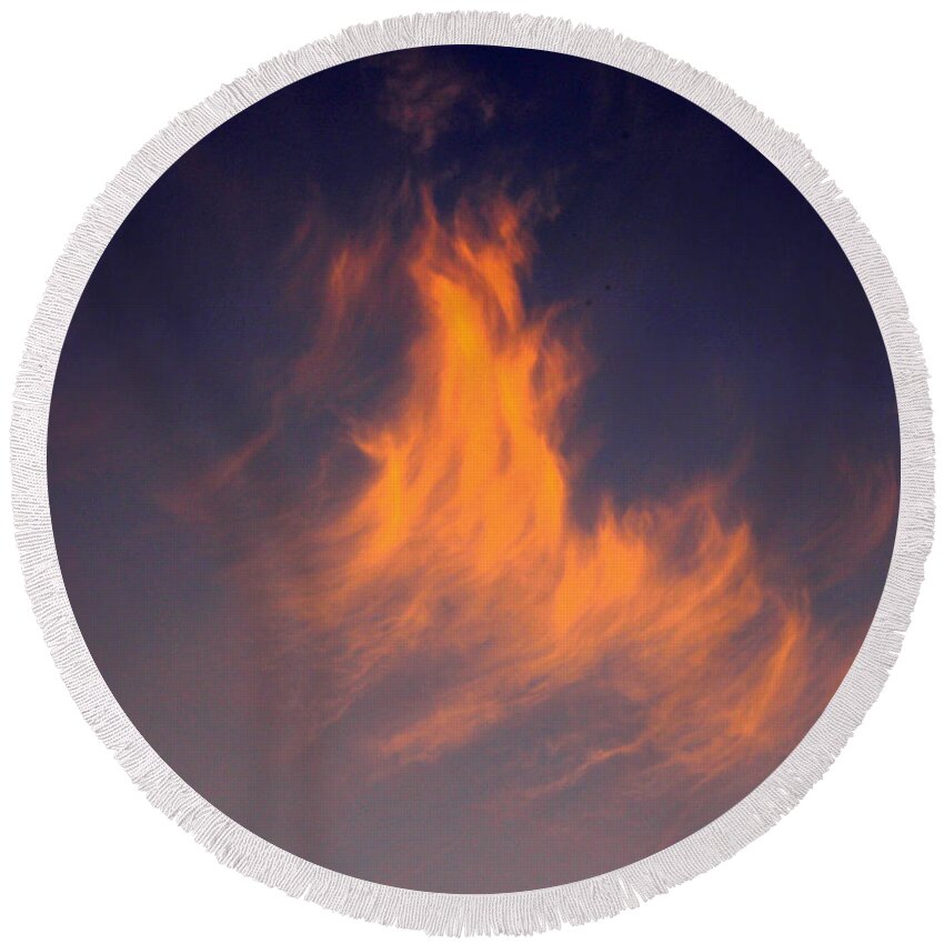Fire Round Beach Towel featuring the photograph Fire In The Sky #2 by Jeanette C Landstrom