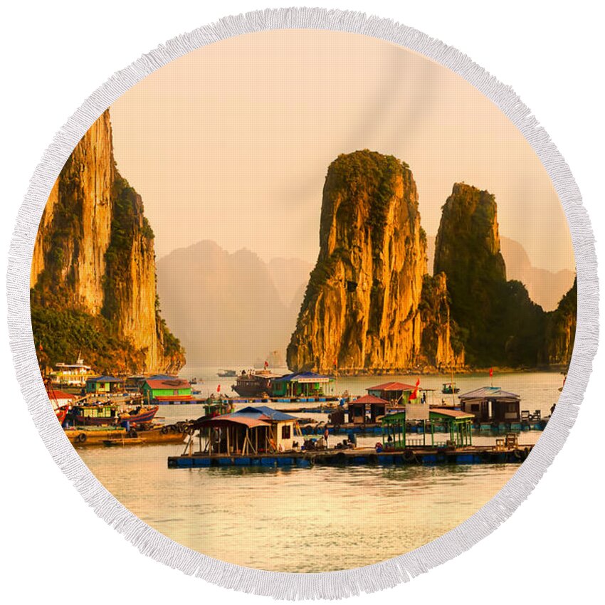 Asia Round Beach Towel featuring the photograph Halong Bay - Vietnam #2 by Luciano Mortula