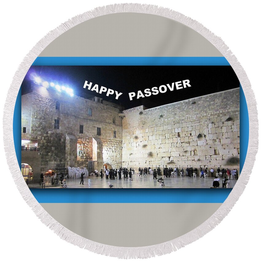 Passover Round Beach Towel featuring the photograph Happy Passover #2 by John Shiron