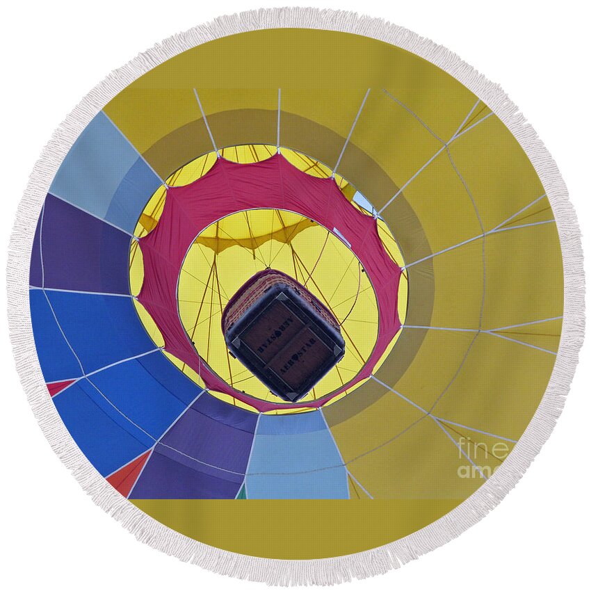 Hot Air Balloon Round Beach Towel featuring the photograph In The Middle by Jamie Smith