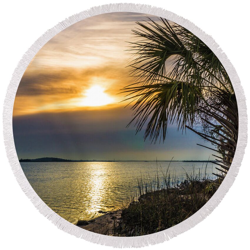 Tybee Island Intracoastal Round Beach Towel featuring the photograph Intracoastal Sunrise #2 by Frank Bright
