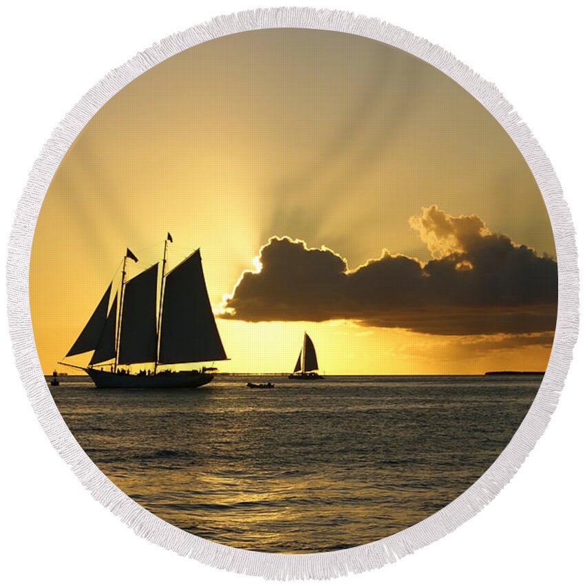 Key West Round Beach Towel featuring the photograph Key West Sunset #2 by Olga Hamilton
