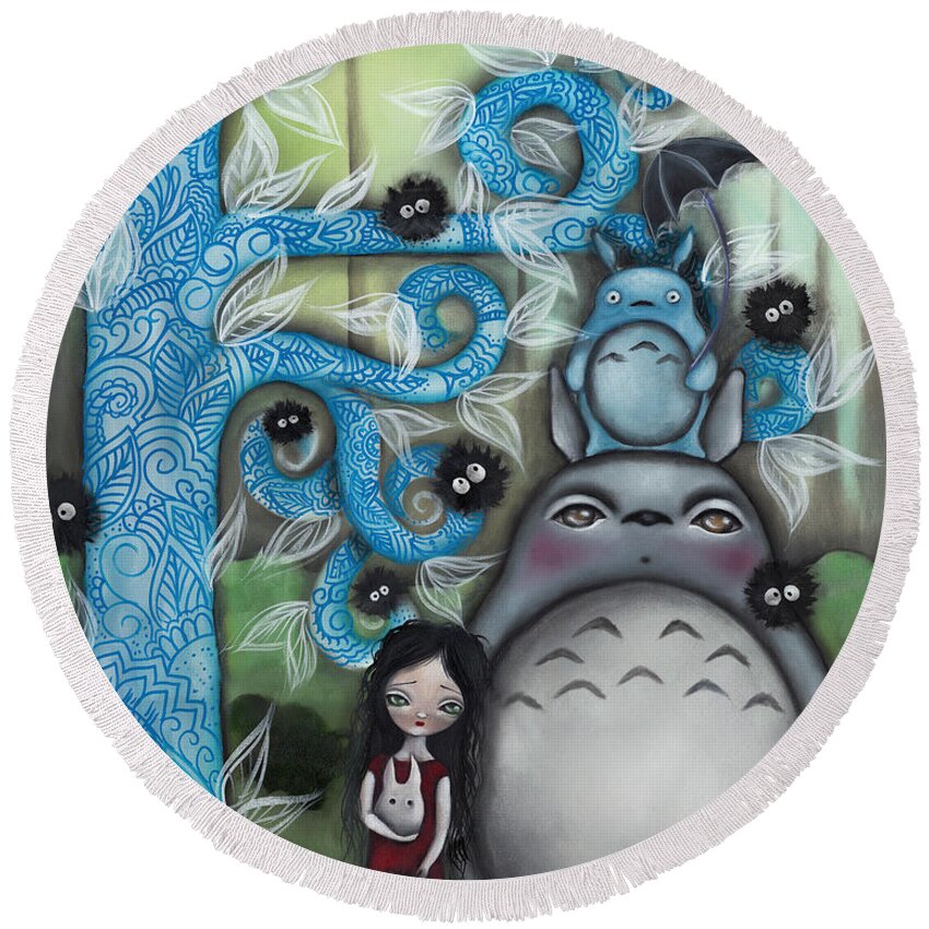 Gothic Art Round Beach Towel featuring the painting My Friend by Abril Andrade
