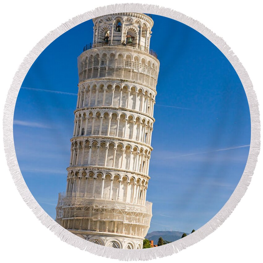 Arch Round Beach Towel featuring the photograph Pisa - The Leaning Tower #2 by Luciano Mortula