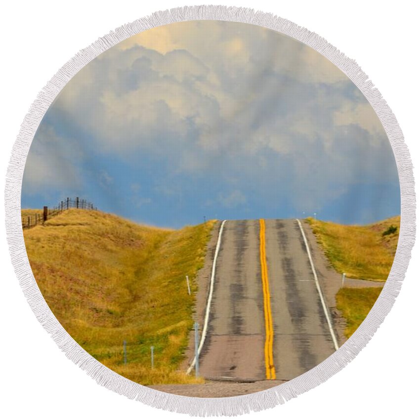 Abstract Round Beach Towel featuring the photograph Road to Nowhere by Lauren Leigh Hunter Fine Art Photography