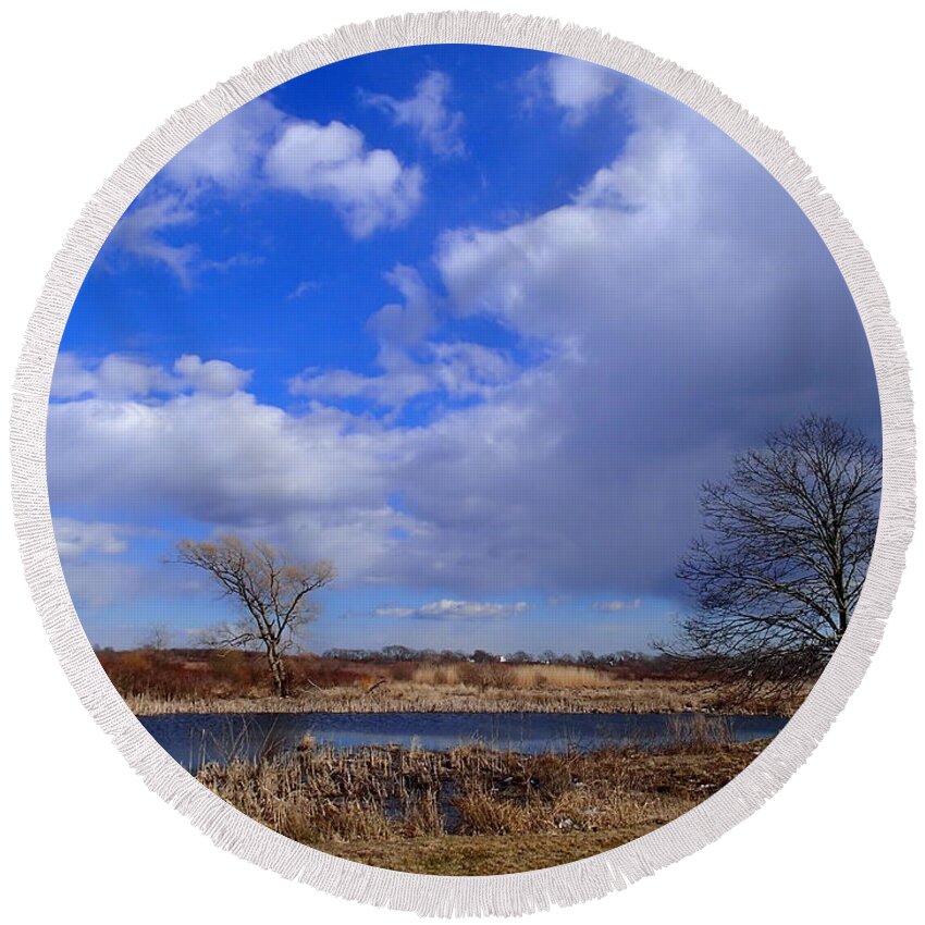 Nature Round Beach Towel featuring the photograph 2 Tree 1 by Robert Nickologianis
