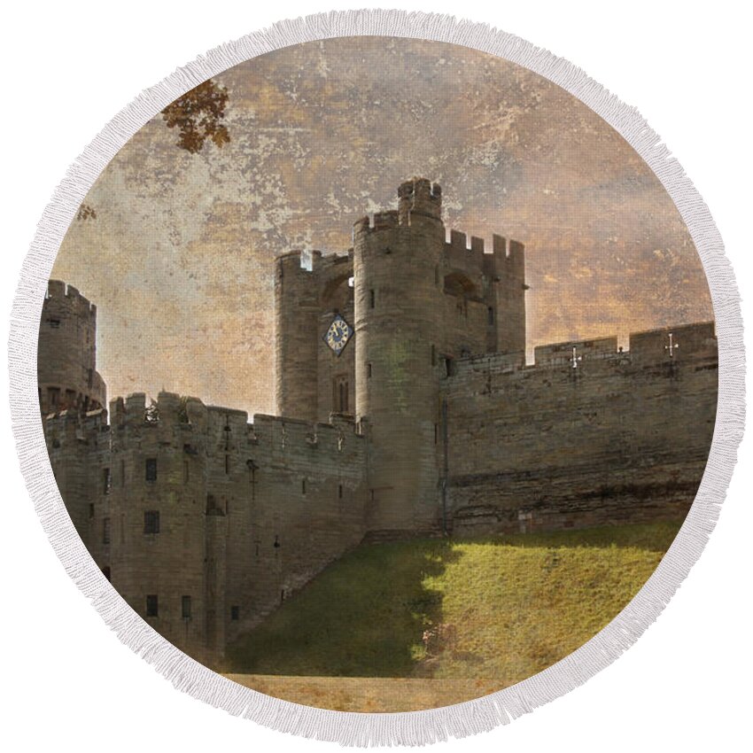 Warwick Castle Round Beach Towel featuring the photograph Warwick Castle #2 by Linsey Williams