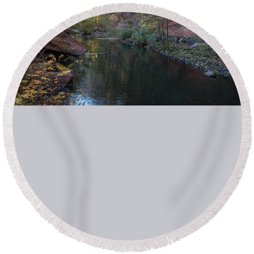 Snow Round Beach Towel featuring the photograph West Fork #4 by Tam Ryan