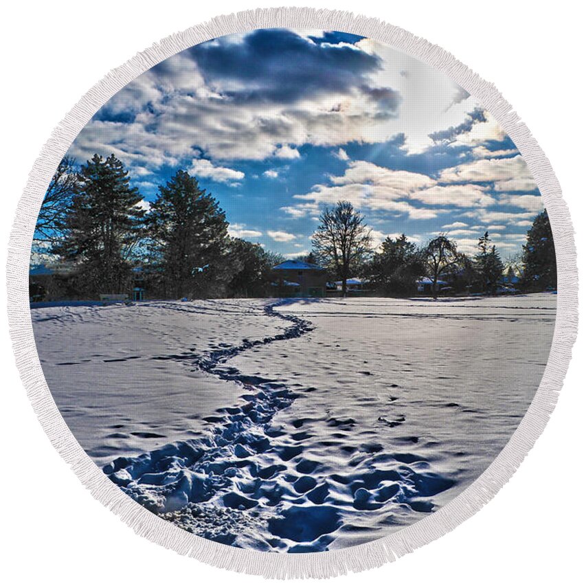 Landscape Round Beach Towel featuring the photograph Winter #1 by Dragan Kudjerski