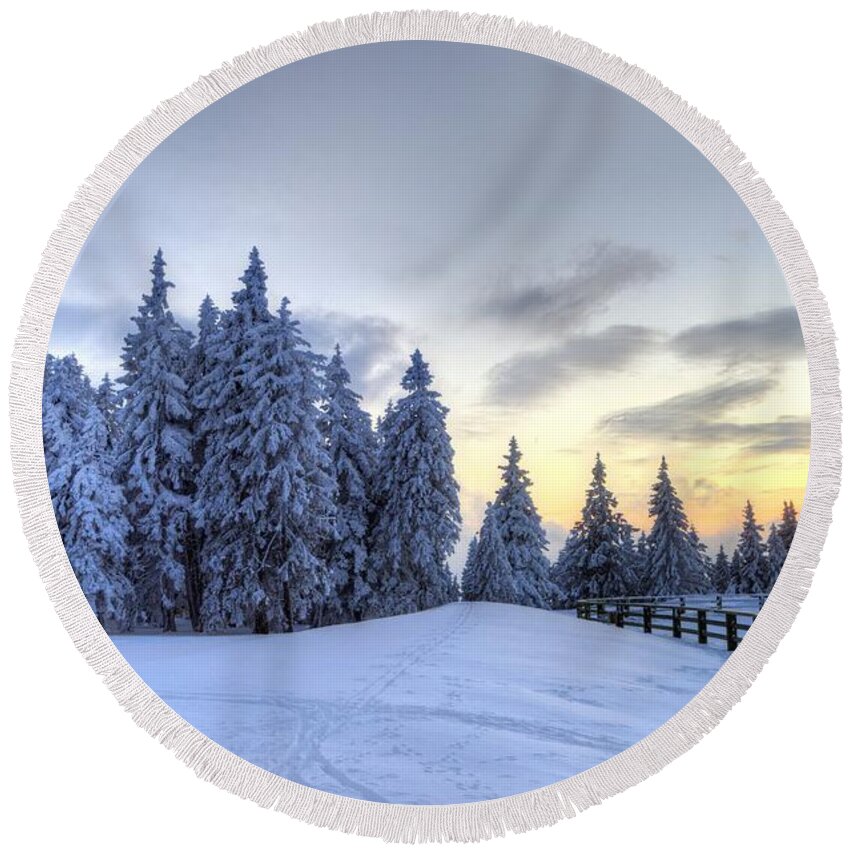  Round Beach Towel featuring the photograph Winter #2 by Ivan Slosar