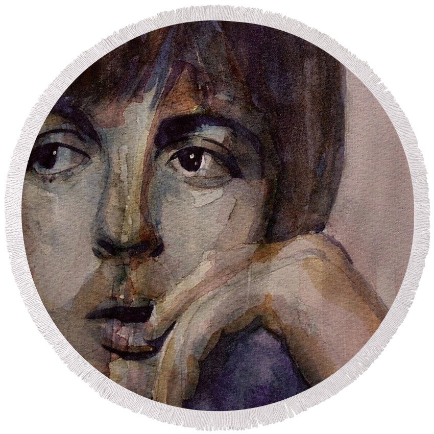 Paul Mccartney Round Beach Towel featuring the painting Yesterday by Paul Lovering