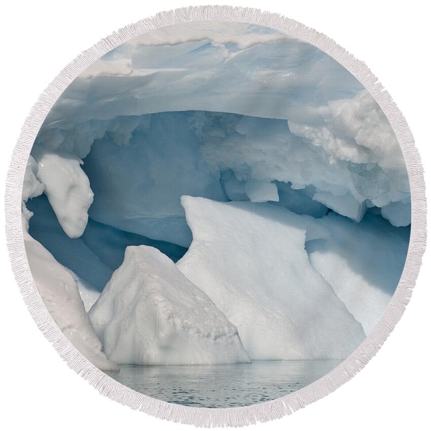 Iceberg Round Beach Towel featuring the photograph Iceberg, Antarctica #22 by John Shaw