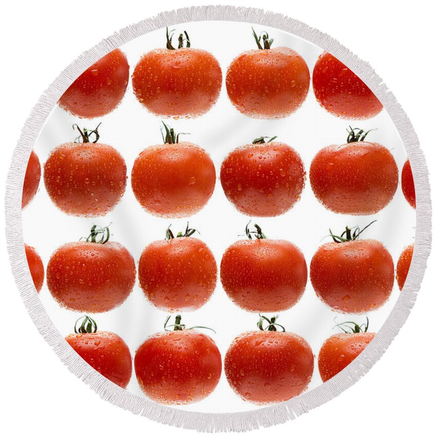 Tomato Round Beach Towel featuring the photograph 24 Tomatoes by Steve Gadomski