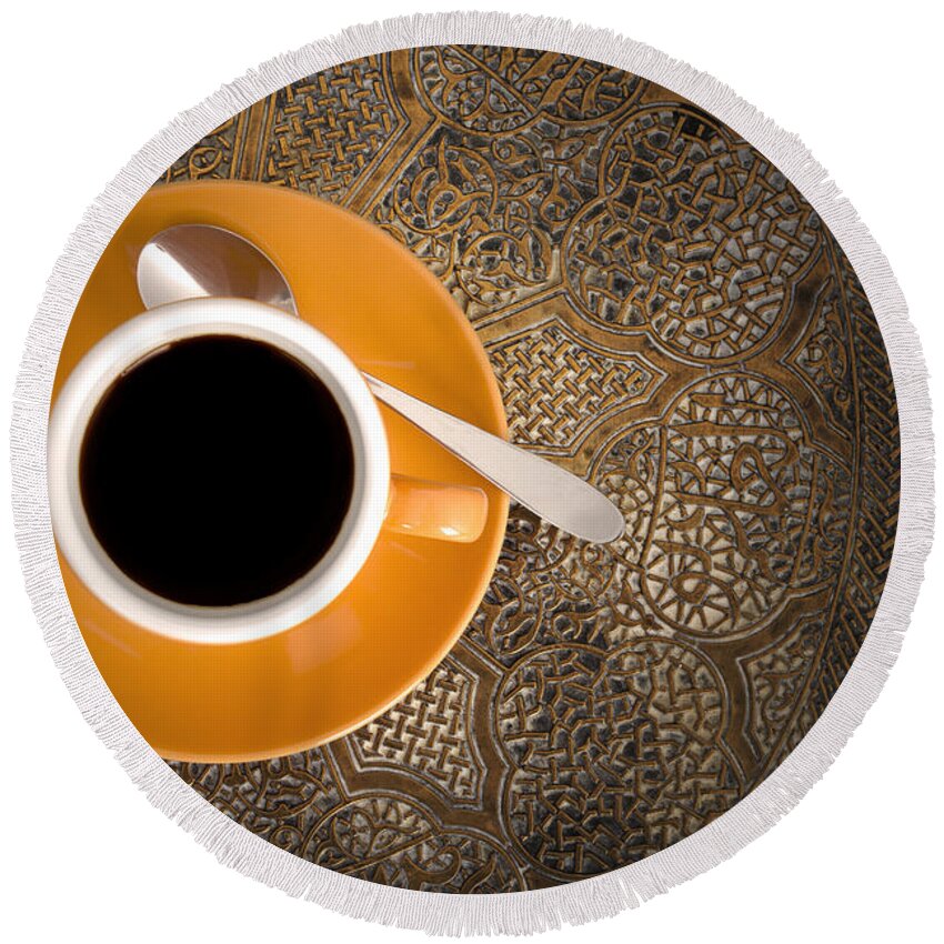 Coffee Round Beach Towel featuring the photograph Espresso #3 by Chevy Fleet